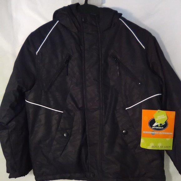 Athletech Performance Outerwear Boys Jacket Hoodie Color Black Size 8 Medium - Picture 1 of 7